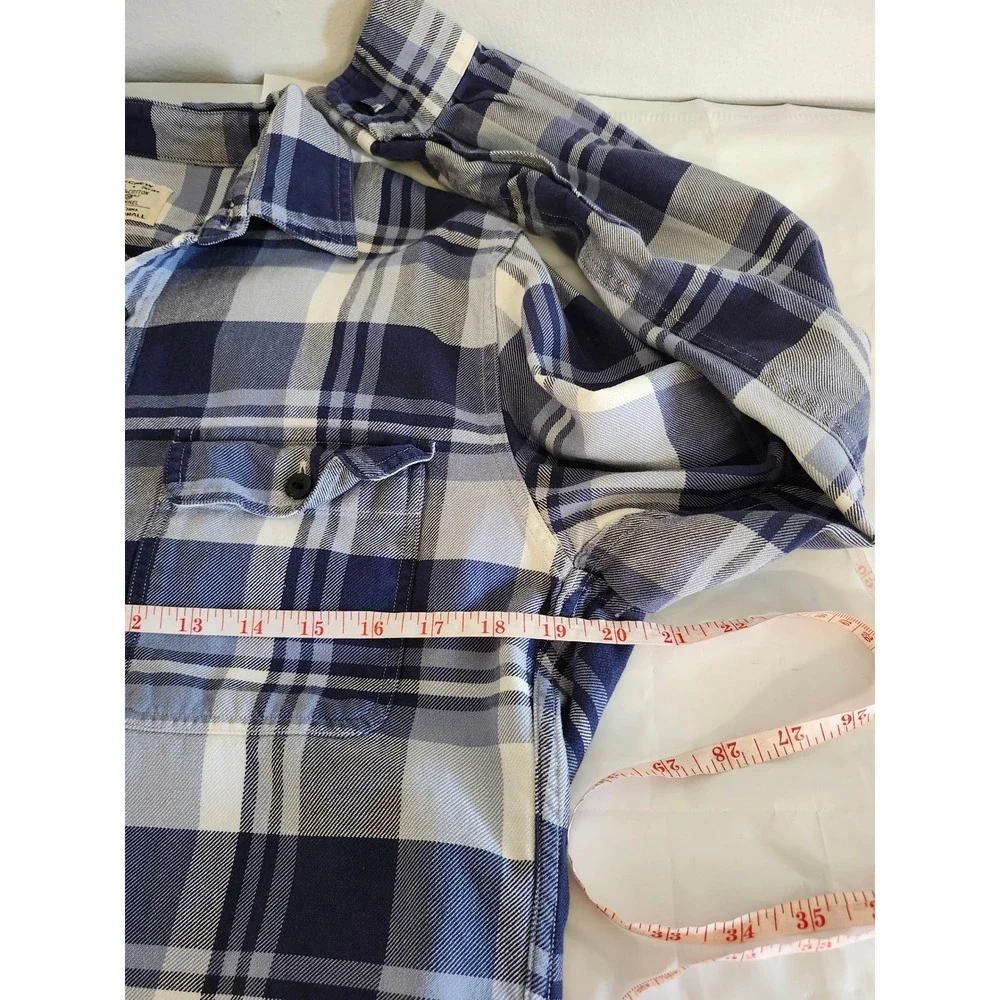 J.Crew Men's Small Blue Plaid‎ Cotton Flannel Button Up Shirt 100%cotton